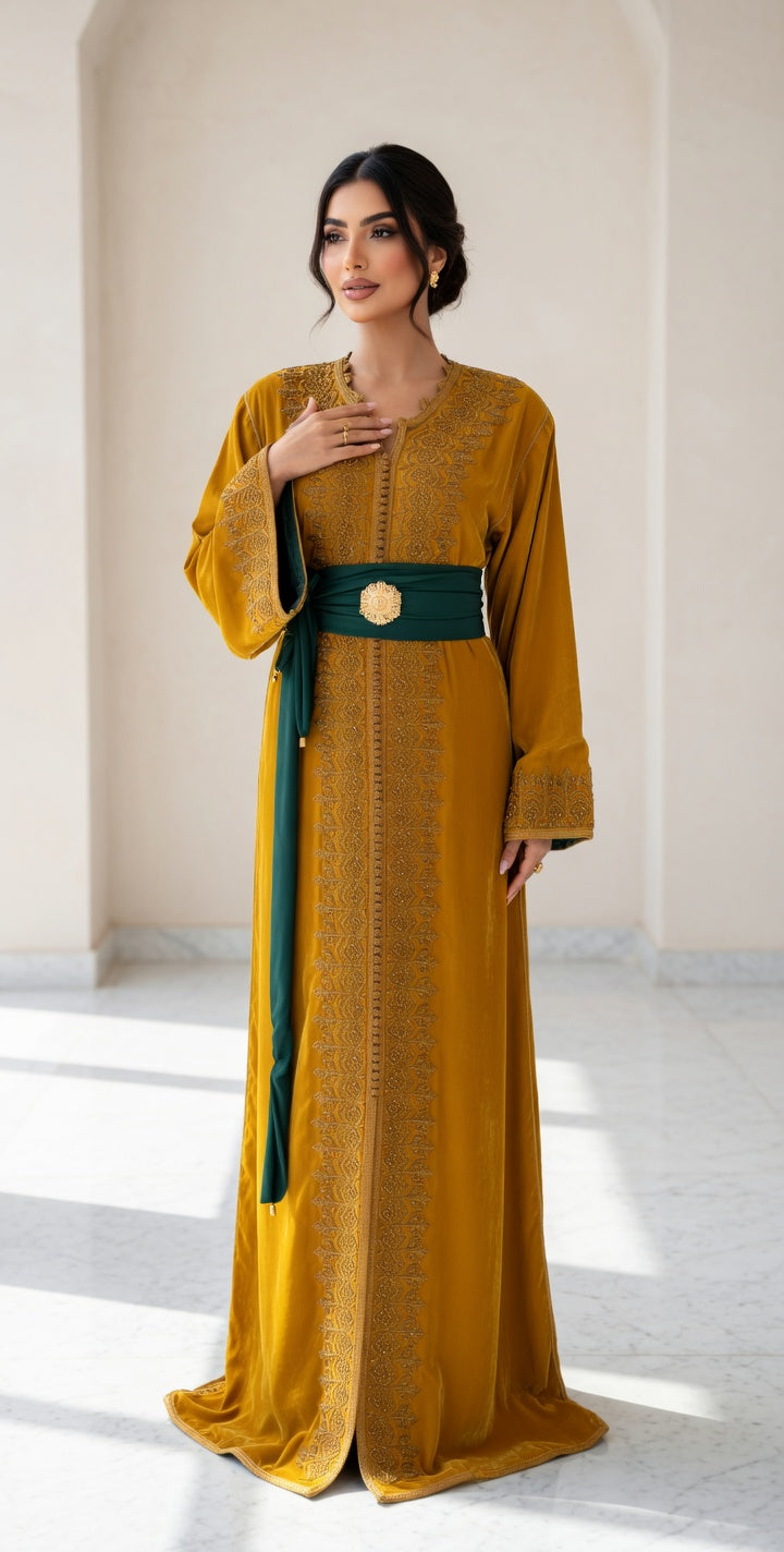 قفطان "الأميرة" - رقيّ يدويّ بلمسة ذهبية
