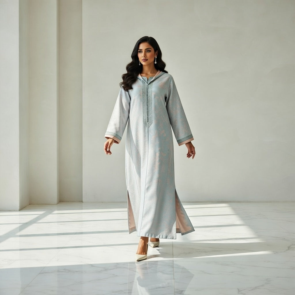 طقم الجلابة والقفطان "نسمة" الأرجواني - أناقة عصرية وشياكة يومية
