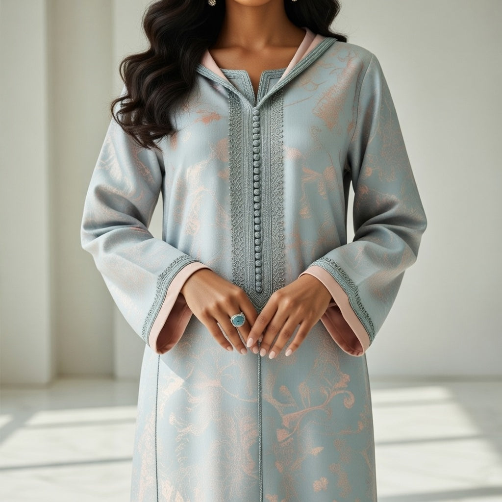 طقم الجلابة والقفطان "نسمة" الأرجواني - أناقة عصرية وشياكة يومية