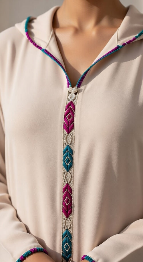 جلابة "نسمة" البيج - شياكة يومية بلمسة أصيلة