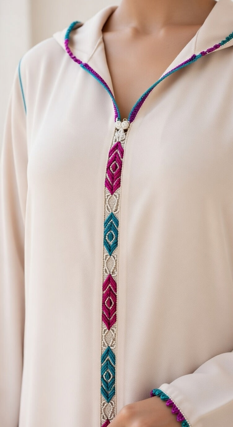 جلابة "نسمة" البيج - شياكة يومية بلمسة أصيلة