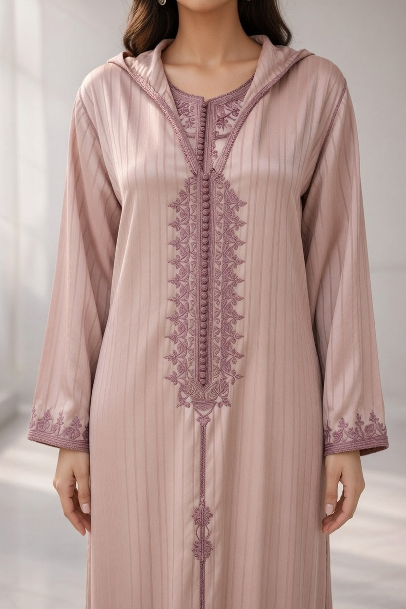 طقم الجلابة والقفطان "نسمة" الأرجواني - أناقة عصرية وشياكة يومية