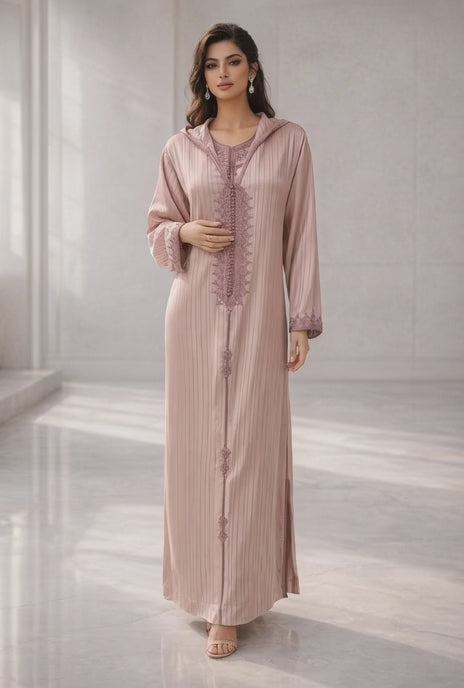 طقم الجلابة والقفطان "نسمة" الأرجواني - أناقة عصرية وشياكة يومية